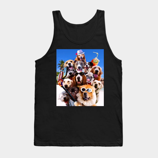 Dog Selfie Wearing Glasses Tank Top by Random Galaxy